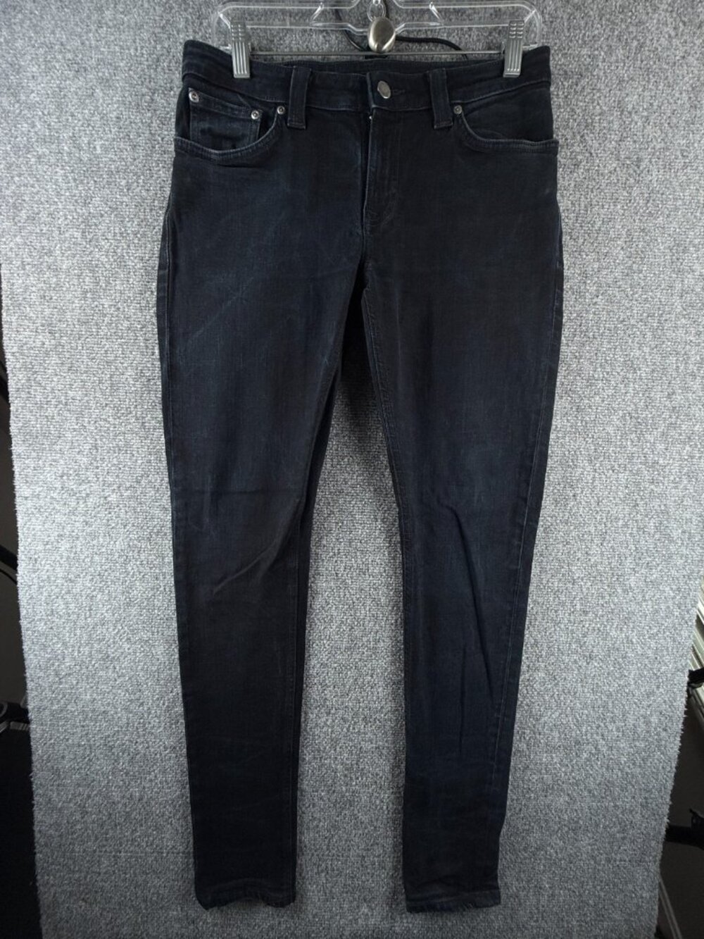 Nudie Jeans Men Denim Jeans Skinny Lynn Black Black Stretch Pockets ACTL 30X32